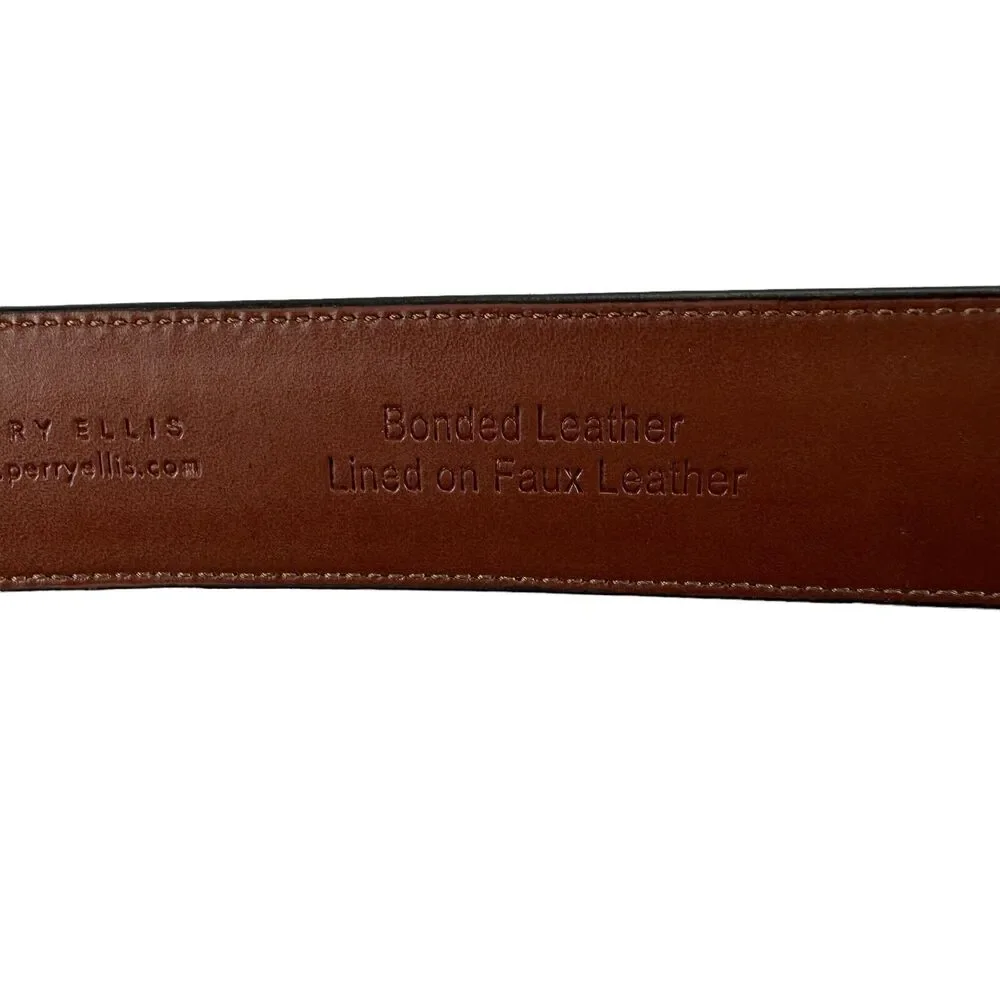Perry Ellis Mens Single Loop Leather Dress Belt Brown XL 42/44